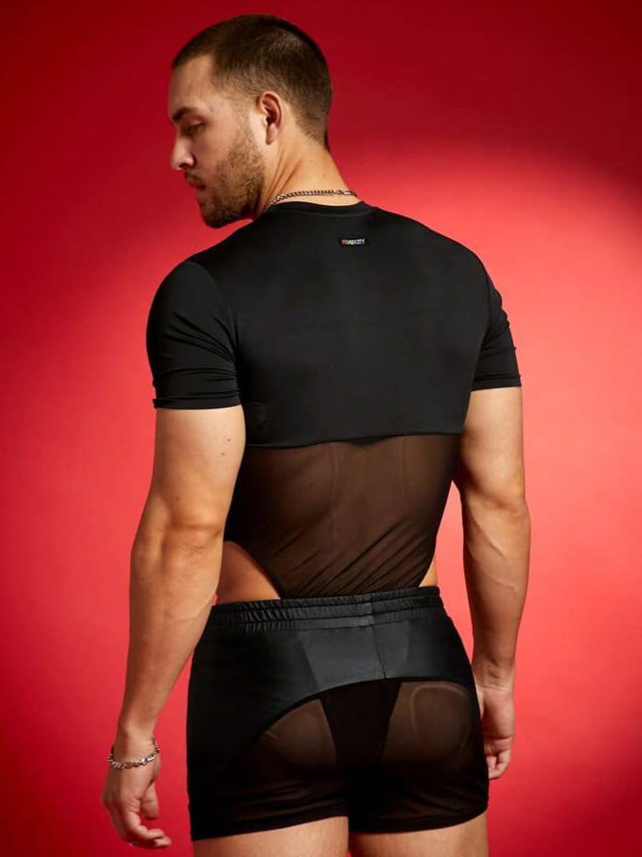 Bonga Boys Men's Patchwork Mesh Workout Bodysuit